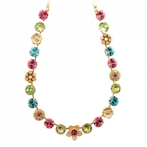 Colier placat cu Aur roz de 24K, cu cristale Swarovski, Spring Flowers | 3308-2141RG-Multicolor-6201