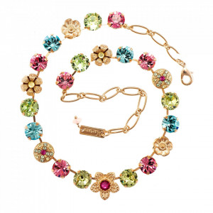 Colier placat cu Aur roz de 24K, cu cristale Swarovski, Spring Flowers | 3308-2141RG-Multicolor-6661