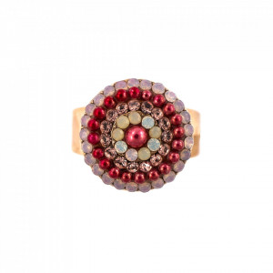 Inel placat cu Aur roz de 24K, cu cristale Swarovski, Antigua | 7193-223-1RG-Roz-8391