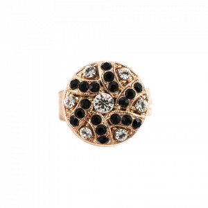 Inel placat cu Aur roz de 24K, cu cristale Swarovski, Check Mate | 7059-280-1RG-Negru-8021