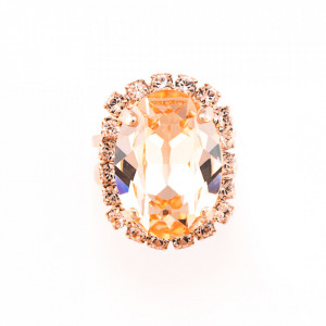 Inel placat cu Aur roz de 24K, cu cristale Swarovski, Jackie | 7090/1-39132RG-Bej-8101