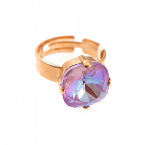 Inel placat cu Aur roz de 24K, cu cristale Swarovski, Lavender | 7326/4-144RG-Roz-7541