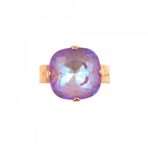Inel placat cu Aur roz de 24K, cu cristale Swarovski, Lavender | 7326/4-144RG-Roz-7921