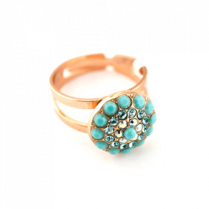 Inel placat cu Aur roz de 24K, cu cristale Swarovski, Sapphire Sky | 7141/1-2672RG-Verde-7701