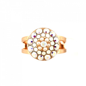 Inel placat cu Aur roz de 24K, cu cristale Swarovski, Seashell | 7141/1-1201RG-Alb-8331