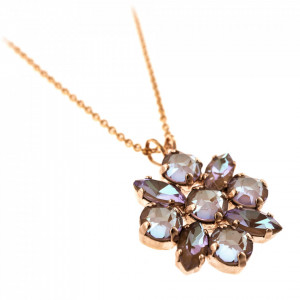 Pandantiv cu lant placat cu Aur roz de 24K, cu cristale Swarovski, Cappuccino DeLite | 5435/4-148148RG-Multicolor-7391