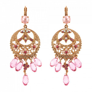 Cercei placati cu Aur roz de 24K, cu cristale Swarovski, Antigua | 1043/1-223-1RG6-Roz-1522