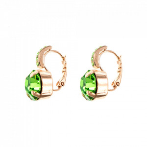 Cercei placati cu Aur roz de 24K, cu cristale Swarovski, August Lucky Birthstone | 1056-214214RG6-Verde-1872