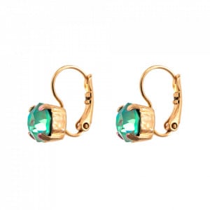 Cercei placati cu Aur roz de 24K, cu cristale Swarovski, Fern | 1440-146RG6-Verde-8932