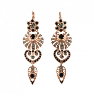 Cercei placati cu Aur roz de 24K, cu cristale Swarovski, Check Mate | 1423-280215RG6-Multicolor-5672