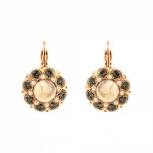 Cercei placati cu Aur roz de 24K, cu cristale Swarovski, Earl Grey | 1417-1132RG6-Alb/Gri-9072