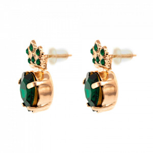 Cercei placati cu Aur roz de 24K, cu cristale Swarovski, Emerald | 1543-205205RG2-Verde-6492