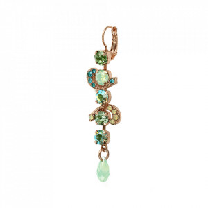 Cercei placati cu Aur roz de 24K, cu cristale Swarovski, Fern | 1236/1-1017rg6-Verde-5882