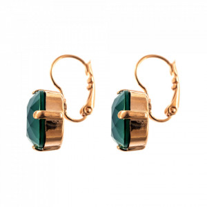 Cercei placati cu Aur roz de 24K, cu cristale Swarovski, Fern | 1326/4-252RG6-Verde-5822