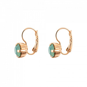 Cercei placati cu Aur roz de 24K, cu cristale Swarovski, Fern | 1435-390RG6-Verde-6062