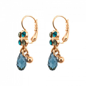 Cercei placati cu Aur roz de 24K, cu cristale Swarovski, Nightfall | 1004-1114RG6-Albastru-1672