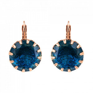 Cercei placati cu Aur roz de 24K, cu cristale Swarovski, Nightfall | 1133/1-61RRG6-Albastru-9162