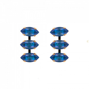 Cercei placati cu Aur roz de 24K, cu cristale Swarovski, Ocean DeLite | 1633/4-143143RG2-Albastru-6162