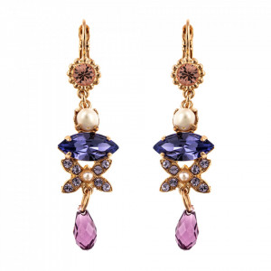 Cercei placati cu Aur roz de 24K, cu cristale Swarovski, Romance | 1001-139-10RG6-Multicolor-1262