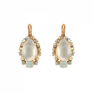 Cercei placati cu Aur roz de 24K, cu cristale Swarovski, Seashell | 1259/1-M1201RG6-Alb-5612