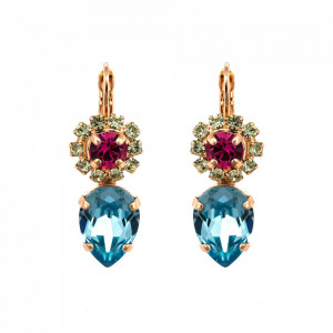 Cercei placati cu Aur roz de 24K, cu cristale Swarovski, Spring Flowers | 1032/14-2141RG6-Multicolor-1402