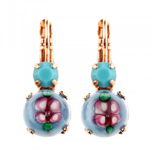 Cercei placati cu Aur roz de 24K, cu cristale Swarovski, Spring Flowers | 1062-267202RG6-Albastru-1962