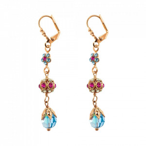 Cercei placati cu Aur roz de 24K, cu cristale Swarovski, Spring Flowers | 1134-2141RG1-Multicolor-2042
