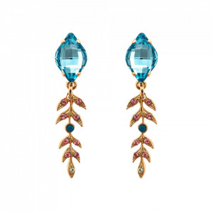 Cercei placati cu Aur roz de 24K, cu cristale Swarovski, Spring Flowers | 1628-2141RG2-Multicolor-6152