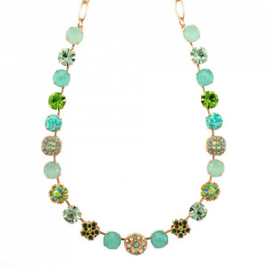 Colier placat cu Aur roz de 24K, cu cristale Swarovski, Fern | 3245/3SO2-M2143RG-Verde-6142