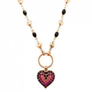 Colier placat cu Aur roz de 24K, cu cristale Swarovski, FireFly | 3688/1-2140RG-Multicolor-6272
