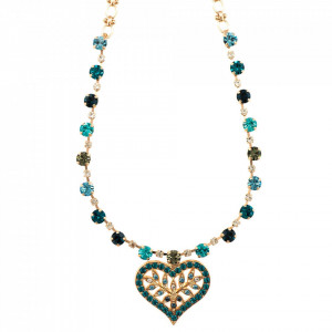 Colier placat cu Aur roz de 24K, cu cristale Swarovski, Nightfall | 3173/5-1114RG-Albastru-6132