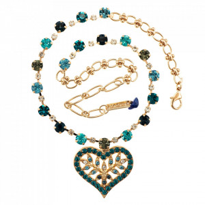Colier placat cu Aur roz de 24K, cu cristale Swarovski, Nightfall | 3173/5-1114RG-Albastru-6562