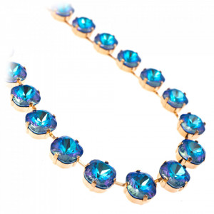 Colier placat cu Aur roz de 24K, cu cristale Swarovski, Ocean DeLite | 3326-143143RG-Albastru-6672
