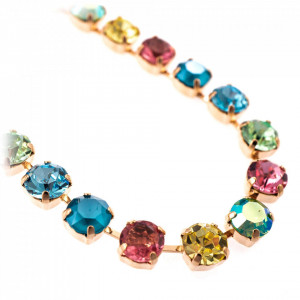 Colier placat cu Aur roz de 24K, cu cristale Swarovski, Spring Flowers | 3252-2141RG-Multicolor-6612