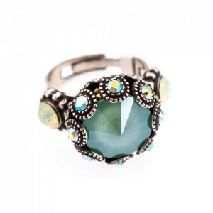 Inel placat cu Argint 925, cu cristale Swarovski, Fern | 7042-2143SP-Verde-7462