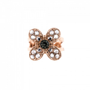 Inel placat cu Aur roz de 24K, cu cristale Swarovski, Black Diamond | 7030-747RG-Multicolor-7442