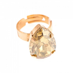 Inel placat cu Aur roz de 24K, cu cristale Swarovski, Earl Grey | 7098/5-216RG-Bej-9032