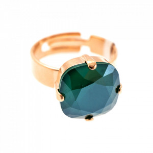 Inel placat cu Aur roz de 24K, cu cristale Swarovski, Fern | 7326/4-252RG-Verde-7552