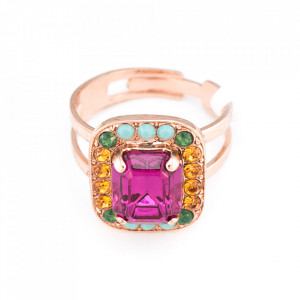 Inel placat cu Aur roz de 24K, cu cristale Swarovski, Happy Days | 7040/1-1007RG-Multicolor-7452
