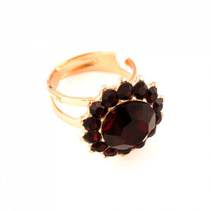 Inel placat cu Aur roz de 24K, cu cristale Swarovski, Lady In Red | 7023-208208RG-Rosu-7042