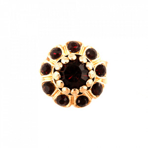 Inel placat cu Aur roz de 24K, cu cristale Swarovski, Lady In Red | 7211-208208RG-Rosu-8422