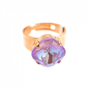Inel placat cu Aur roz de 24K, cu cristale Swarovski, Lavender | 7326/7-144RG-Roz-7562