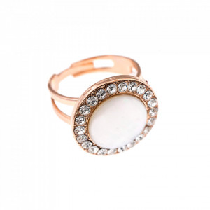Inel placat cu Aur roz de 24K, cu cristale Swarovski, On a Clear Day | 7418/1-M001RG-Alb-7612