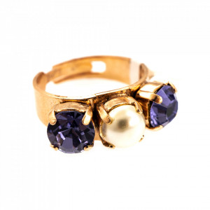 Inel placat cu Aur roz de 24K, cu cristale originale, Romance | 7535/1-539139RG