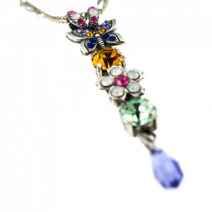 Pandantiv cu lant placat cu Argint 925, cu cristale Swarovski, Flower Power | 5414/2-M803SP-Multicolor-7382