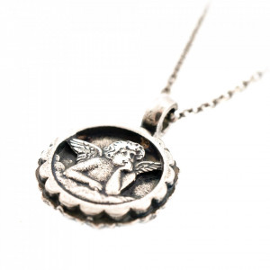 Pandantiv cu lant placat cu Argint 925, cu cristale Swarovski, Guardian Angel | 5212-747SP-Negru-7302