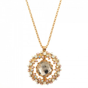 Pandantiv cu lant placat cu Aur roz de 24K, cu cristale Swarovski, Aura | 5040/5-1112RG-Multicolor-6332