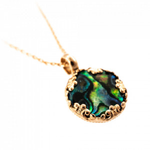 Pandantiv cu lant placat cu Aur roz de 24K, cu cristale Swarovski, Fern | 5323/2-M81RG-Multicolor-7362
