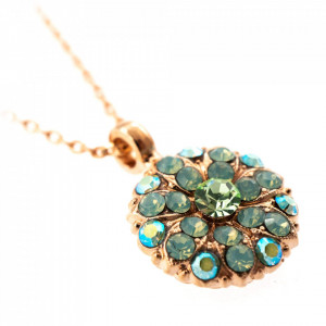 Pandantiv cu lant placat cu Aur roz de 24K, cu cristale Swarovski, Guardian Angel | 5212-390RG-Verde-7272