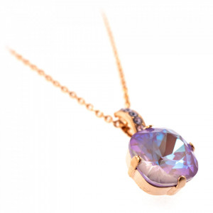 Pandantiv cu lant placat cu Aur roz de 24K, cu cristale Swarovski, Lavender | 5326/2-371144RG-Roz-7372